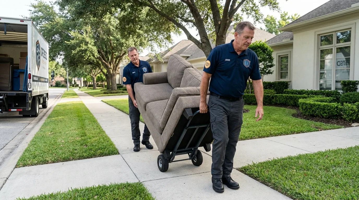Local residential moving crew loading furniture in North Lewisburg, OH
